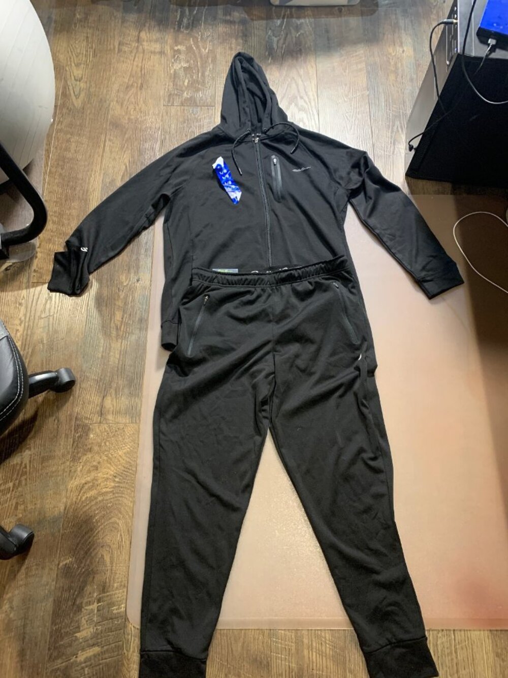 Eddie Bauer Free Dry Hoodie + Sweatpant Large GBlack Performance EUC
